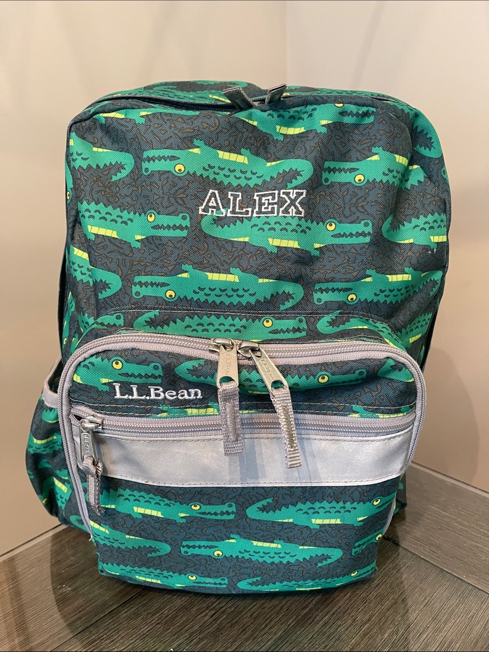 L.L. Orginal Book Pack Darkest Green Gator Monogrammed “ALEX”